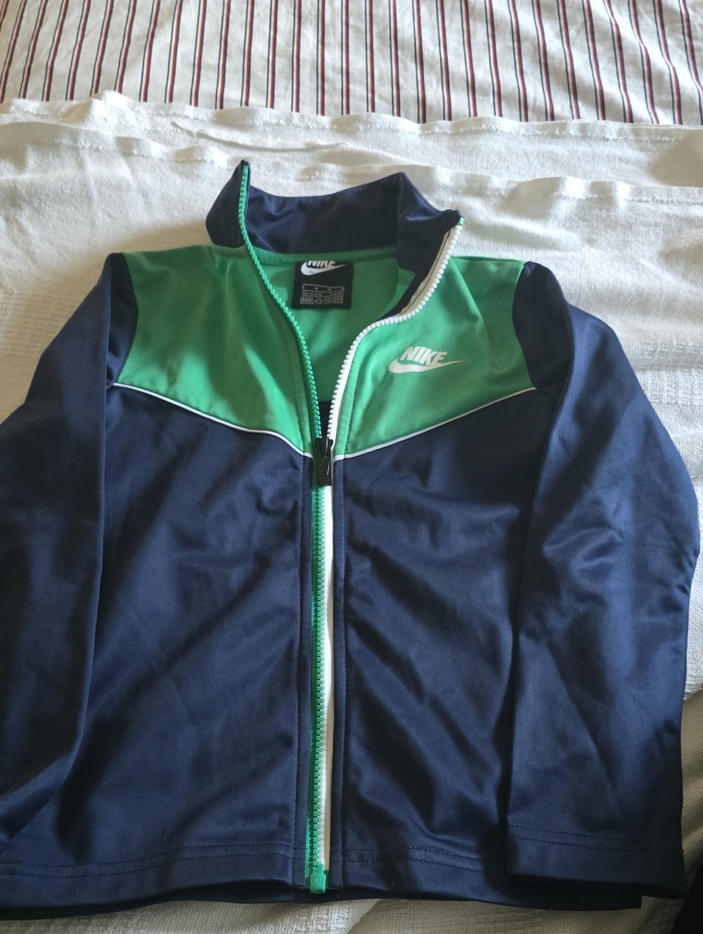 Nike Kid’s Navy and Green Lightweight Zip-Up Jacket